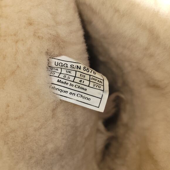 UGG 5678 Kensington Black Leather Shearling Biker Buckle Moto Boots Women Sz 10 - Picture 12 of 13